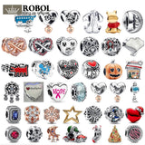 925 Sterling Silver Heart Charm with Logo for DIY Bracelet Necklace