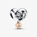 925 Sterling Silver Heart Charm with Logo for DIY Bracelet Necklace