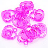 50 Acrylic Hollow Heart Charm Pendants 22mm for Kid Craft