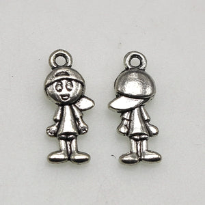 50 Tibetan Silver Kid Charms Pendants for Jewelry Making