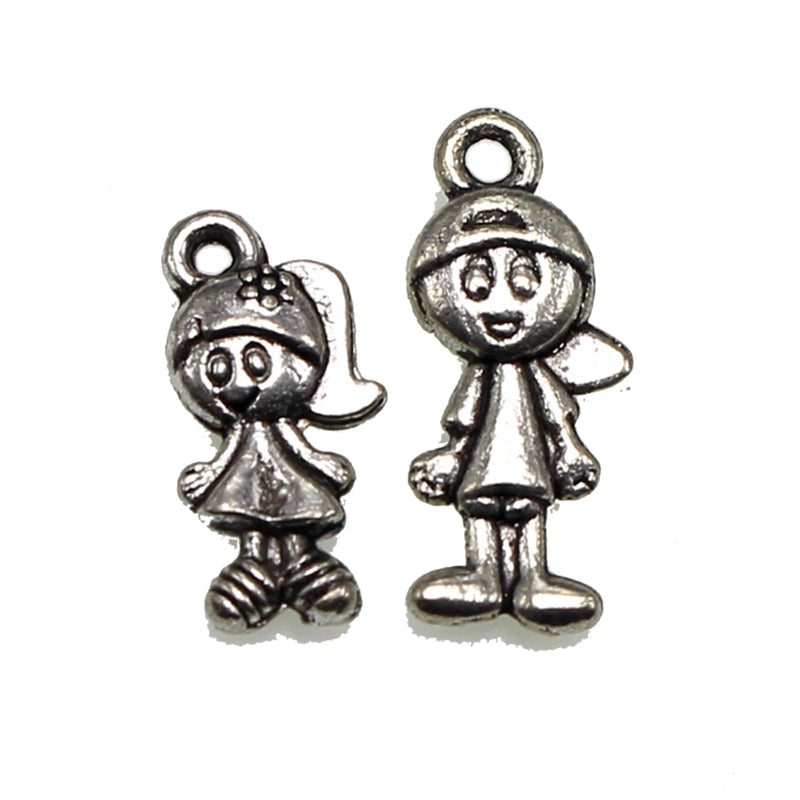 50 Tibetan Silver Kid Charms Pendants for Jewelry Making
