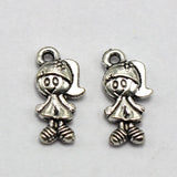 50 Tibetan Silver Kid Charms Pendants for Jewelry Making