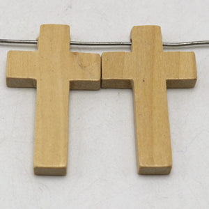 50 Natural Wooden Cross Beads Charm 42X24mm Pendants