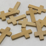 50 Natural Wooden Cross Beads Charm 42X24mm Pendants