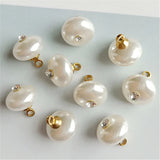 50 PCS 10mm Beige Pearl Charms Pendant DIY Jewelry Findings