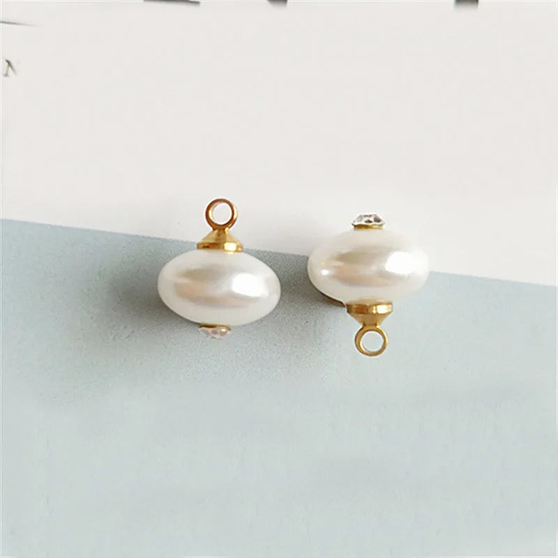50 PCS 10mm Beige Pearl Charms Pendant DIY Jewelry Findings