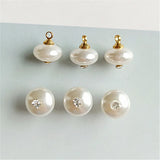 50 PCS 10mm Beige Pearl Charms Pendant DIY Jewelry Findings