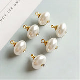 50 PCS 10mm Beige Pearl Charms Pendant DIY Jewelry Findings