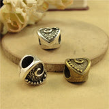 50 PCS Antique Bronze/Silver Heart Shape Beads DIY Jewelry Accessories