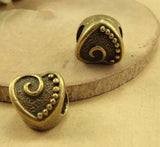 50 PCS Antique Bronze/Silver Heart Shape Beads DIY Jewelry Accessories
