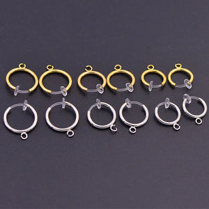 50 PCS Copper Spring Ear Hook Rhodium/Gold/Silver No Ear Hole Ear Clip