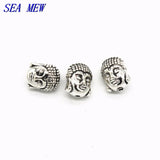 50 PCS 11*9MM Vintage Metal Alloy Spacer Beads Nepal Buddha Head Hole Beads