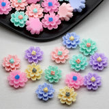 50 PCS 12mm Resin Double Flowers Ornaments for DIY Jewelry Making