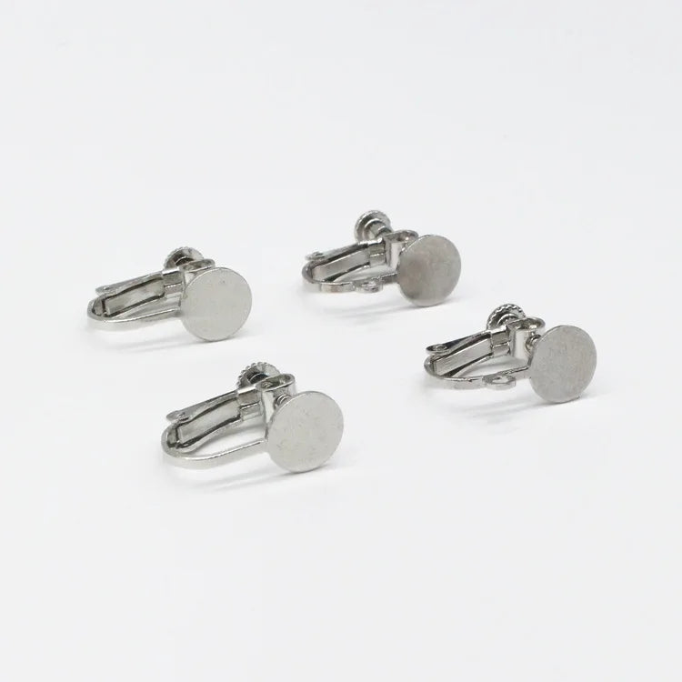 50 Pcs Metal Copper Ear Clip Setting 8mm Flat Base No Ear Hole Spiral Ear Clip