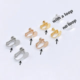 50 Pcs Metal Copper Ear Clip Setting 8mm Flat Base No Ear Hole Spiral Ear Clip
