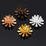 50 PCS 17mm Brass Filigree Stamens Flower Bead Caps Base Settings