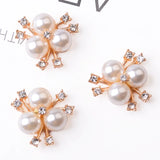 50 PCS 20*20mm Flower Metal Alloy Crystal Rhinestone Pearl Necklace Pendant DIY