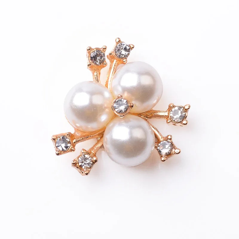 50 PCS 20*20mm Flower Metal Alloy Crystal Rhinestone Pearl Necklace Pendant DIY
