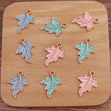 50 PCS Metal Alloy Leaf Pendant KC Gold/Silver Enamel Leaves Charms
