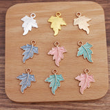 50 PCS Metal Alloy Leaf Pendant KC Gold/Silver Enamel Leaves Charms