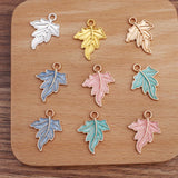50 PCS Metal Alloy Leaf Pendant KC Gold/Silver Enamel Leaves Charms