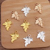 50 PCS Metal Alloy Leaf Pendant KC Gold/Silver Enamel Leaves Charms