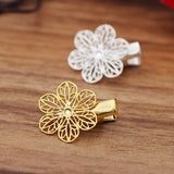 50 PCS 22mm Brass Filigree Flowers Hair Clips DIY Accessories