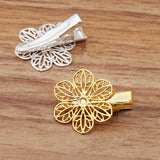 50 PCS 22mm Brass Filigree Flowers Hair Clips DIY Accessories