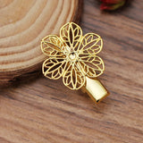 50 PCS 22mm Brass Filigree Flowers Hair Clips DIY Accessories