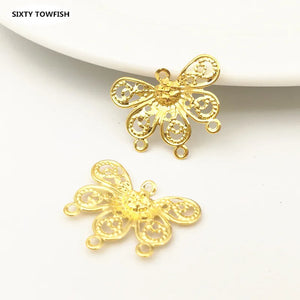 50 PCS 22x18mm K Metal Filigree Flowers Slice Butterfly Charms Base Setting