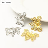 50 PCS 22x18mm K Metal Filigree Flowers Slice Butterfly Charms Base Setting