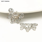 50 PCS 22x18mm K Metal Filigree Flowers Slice Butterfly Charms Base Setting
