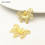 50 PCS 22x18mm K Metal Filigree Flowers Slice Butterfly Charms Base Setting