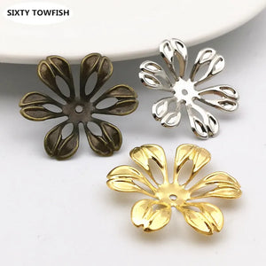 50 PCS 27mm Metal Filigree Flowers Slice Charms Base Setting DIY Jewelry