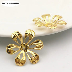 50 PCS 27mm Metal Filigree Flowers Slice Charms Base Setting DIY Jewelry