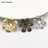 50 PCS 27mm Metal Filigree Flowers Slice Charms Base Setting DIY Jewelry