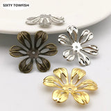 50 PCS 27mm Metal Filigree Flowers Slice Charms Base Setting DIY Jewelry
