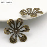 50 PCS 27mm Metal Filigree Flowers Slice Charms Base Setting DIY Jewelry