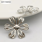 50 PCS 27mm Metal Filigree Flowers Slice Charms Base Setting DIY Jewelry