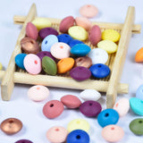 50 PCS 12MM Lentil Silicone Teething Beads Jewelry Making Baby Necklace Pendants