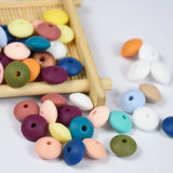 50 PCS 12MM Lentil Silicone Teething Beads Jewelry Making Baby Necklace Pendants