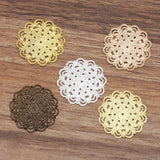 50 PCS 30mm Metal Brass Filigree Flowers DIY Jewelry Making Accessories