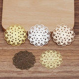 50 PCS 30mm Metal Brass Filigree Flowers DIY Jewelry Making Accessories