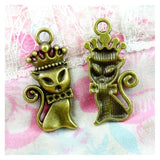 50 PCS Vintage Antique Bronze Fox Pendant Charm for Jewelry Making