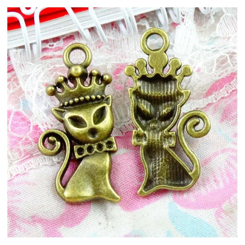 50 PCS Vintage Antique Bronze Fox Pendant Charm for Jewelry Making