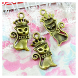 50 PCS Vintage Antique Bronze Fox Pendant Charm for Jewelry Making