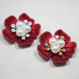 50 PCS 36mm Red Petals Acrylic Flower Bead Cap DIY Jewelry Accessory