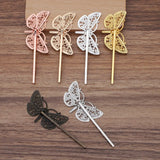 50 PCS Filigree Butterfly Barrettes DIY Hair Clips Copper Hairpin Base Setting
