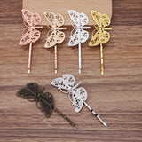 50 PCS Filigree Butterfly Barrettes DIY Hair Clips Copper Hairpin Base Setting