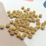 50 PCS 6x6mm Plated Stamen Flowers Metal Alloy Flowers DIY Jewelry Making